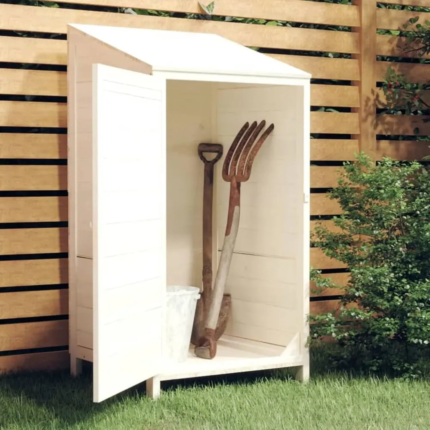 Abri de jardin en métal avec portes coulissantes, 55 x 52 x 112 cm, parfait pour le rangement des outils